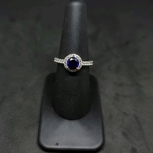 Diamonique Simulated Sapphire w/Halo
